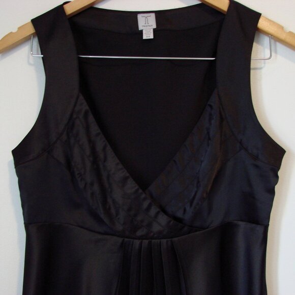 Y2K Black Satin Babydoll Cami Top Tristan Sleeveless Crisscross Pleated Small - Picture 11 of 15